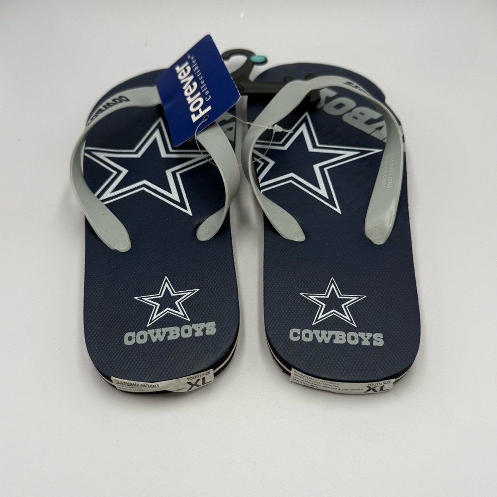 NFL Cowboys Kids Flip Flops - Navy and Gray